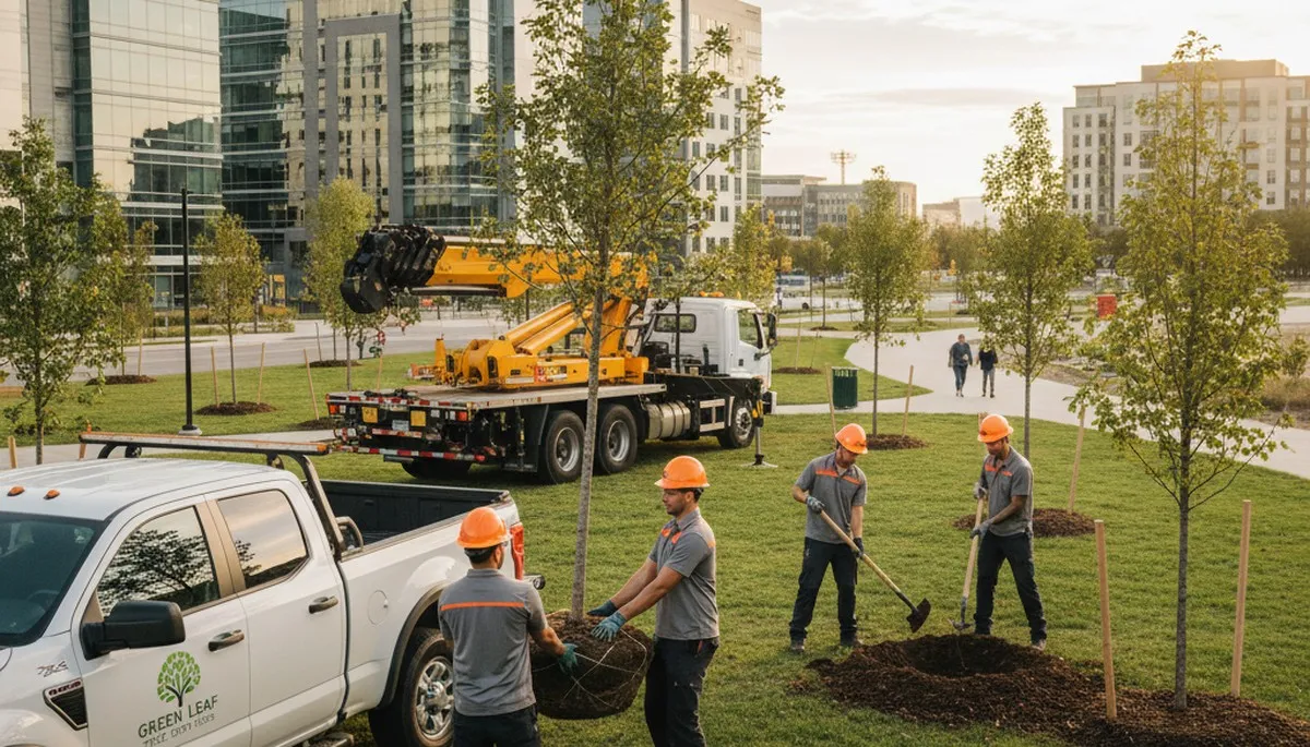 Arborists planting young trees in Salt Lake City, UT for local tree service and landscaping