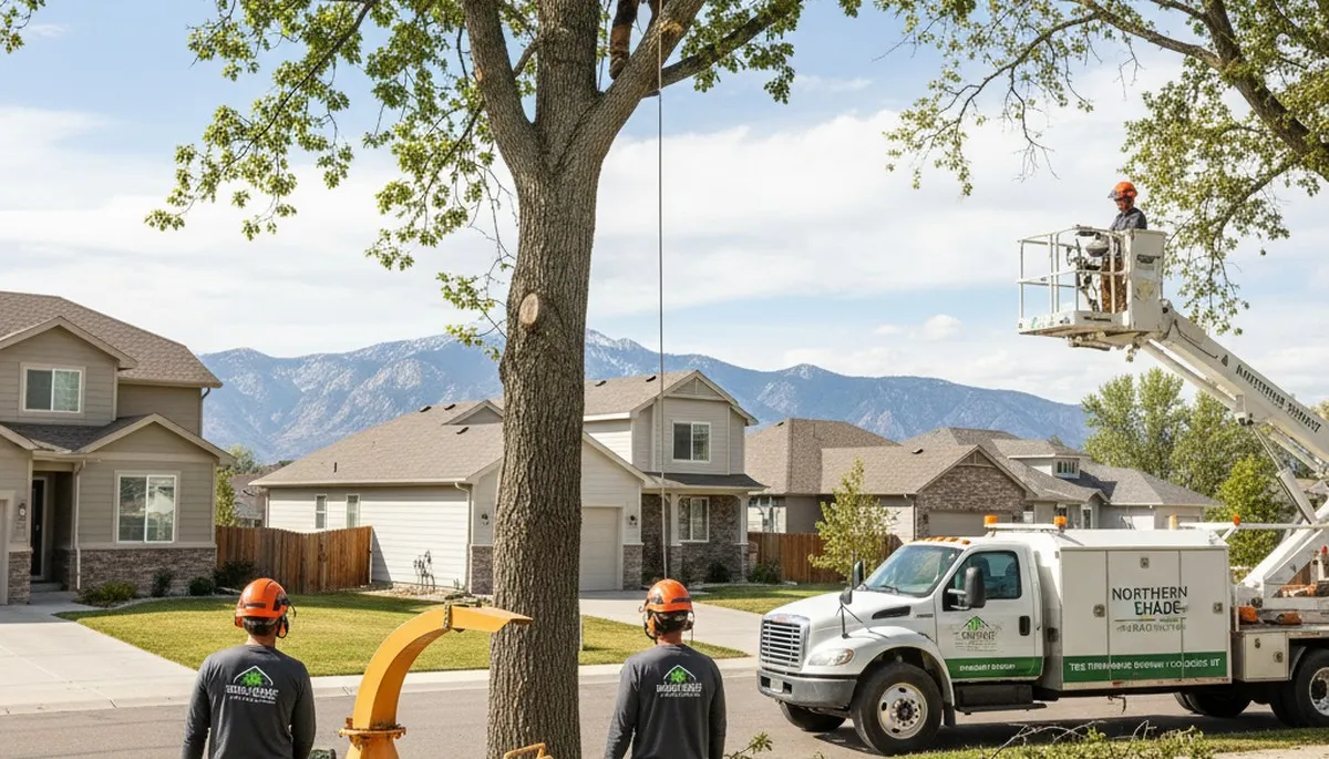 Professional tree removal service in Salt Lake City UT safely cutting down large residential trees
